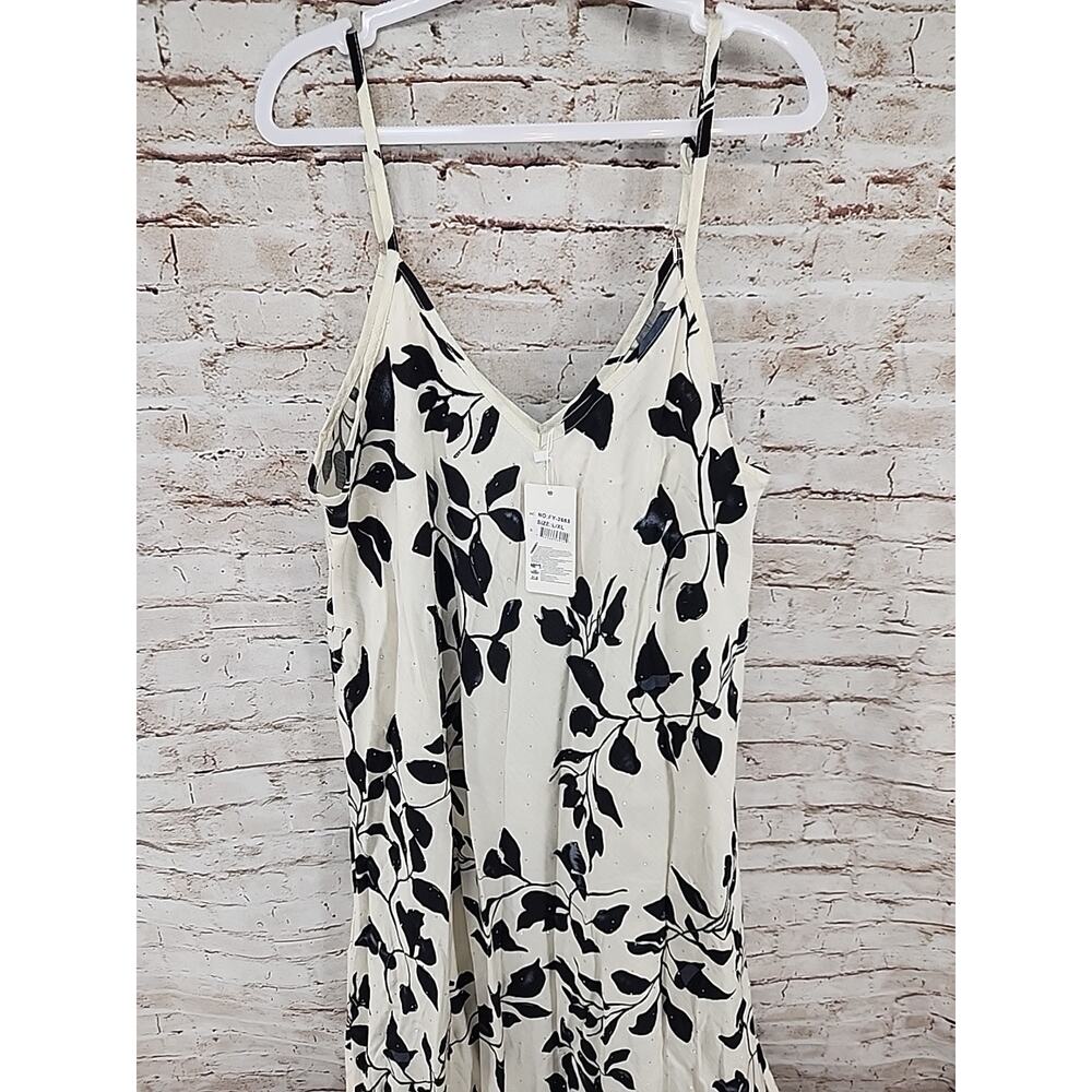 AZ Women's Dress Size L/XL Floral Cream Dress Long NEW Sleeveless Sparkle Dress